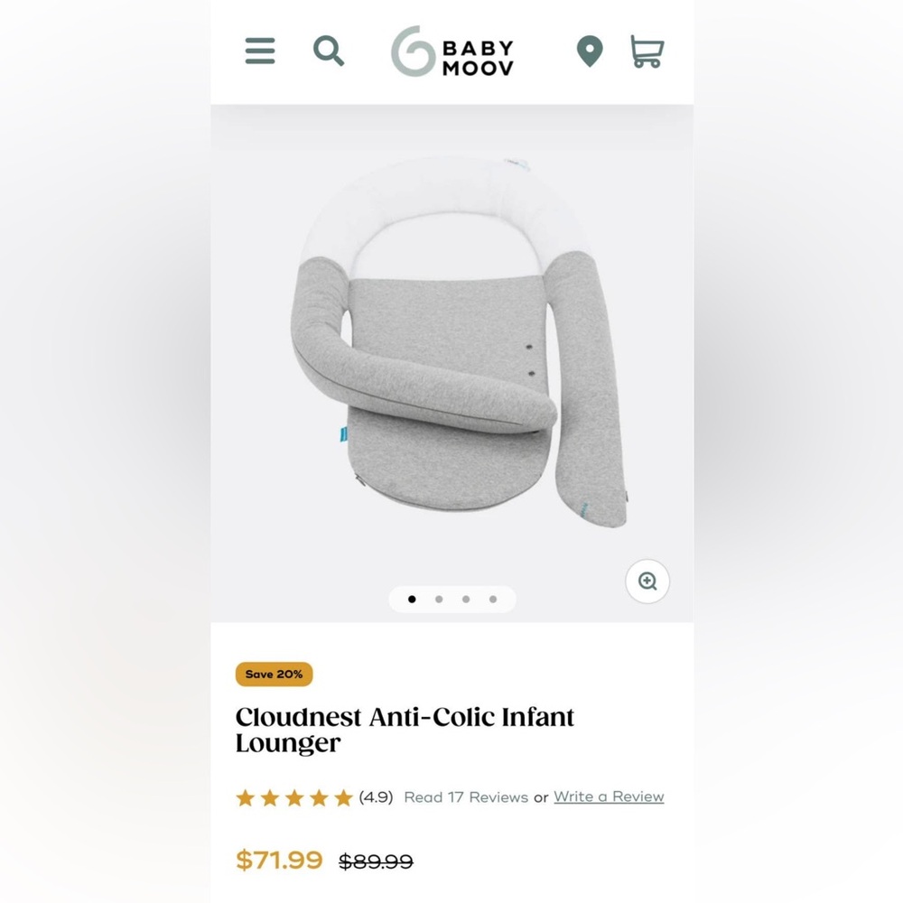 Babymoov Cloudnest Anti-Colic Infant Lounger - Gray